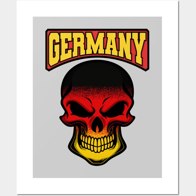 GERMANY FLAG IN A SKULL EMBLEM Wall Art by VERXION